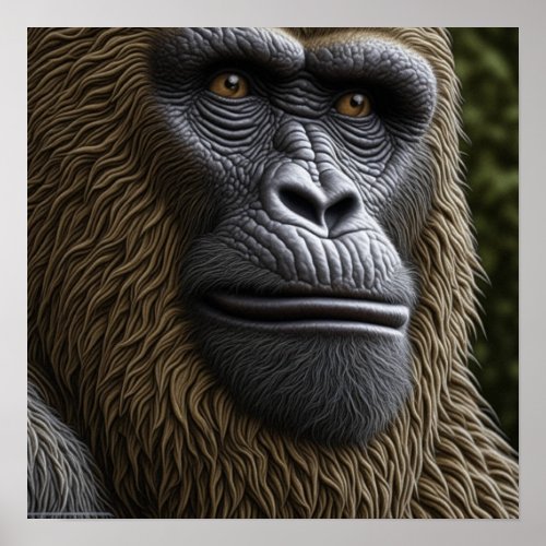 Gorilla Bigfoot or Sasquatch Close up of Face Poster