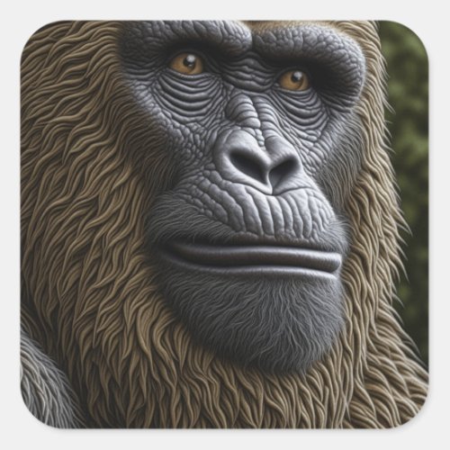 Gorilla Bigfoot or Sasquatch Close up of Face Square Sticker