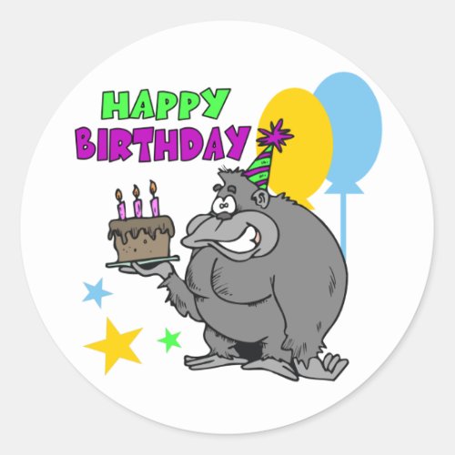 Gorilla Birthday Classic Round Sticker
