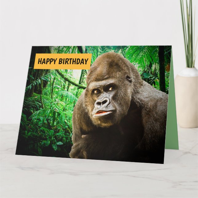 GORILLA BIRTHDAY funny for him big greeting card (Front)