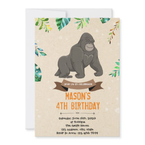 Gorilla birthday shower invitation