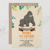 Gorilla birthday shower invitation (Front/Back)
