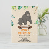 Gorilla birthday shower invitation (Standing Front)