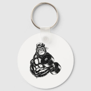 Gorilla Bodybuilder Gym Weightlifting Tee Workout Keychain