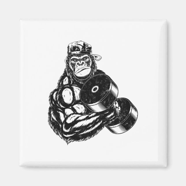 Gorilla Bodybuilder Gym Weightlifting Tee Workout  Magnet (Front)