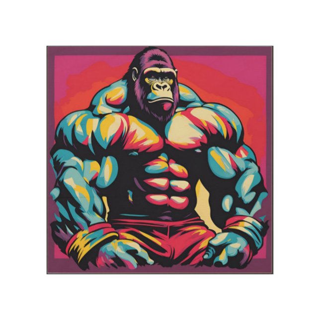 Gorilla Bodybuilder Lifter Pop Art Cartoon (Front)