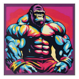 Gorilla Bodybuilder Lifter Pop Art Cartoon