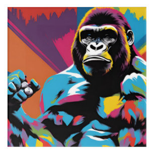 Gorilla Bodybuilder Lifter Pop Art Cartoon
