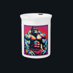 Gorilla Bodybuilder Lifter Pop Art Cartoon Beverage Pitcher<br><div class="desc">Digital Computer Animal Art - College Pop Art - Wild Animal Computer Images</div>
