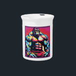 Gorilla Bodybuilder Lifter Pop Art Cartoon Beverage Pitcher<br><div class="desc">Digital Computer Animal Art - College Pop Art - Wild Animal Computer Images</div>