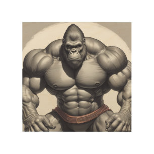 Gorilla Bodybuilder Pop Art Cartoon Drawing
