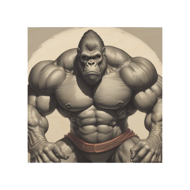 Gorilla Bodybuilder Pop Art Cartoon Drawing (Front)