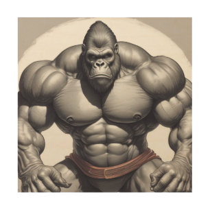 Gorilla Bodybuilder Pop Art Cartoon Drawing