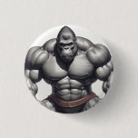 Gorilla Bodybuilder Pop Art Cartoon Drawing Button