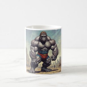 Gorilla Bodybuilder Pop Art Cartoon Drawing Coffee Mug