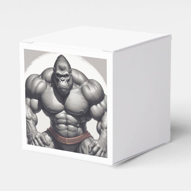 Gorilla Bodybuilder Pop Art Cartoon Drawing Favor Boxes (Front Side)