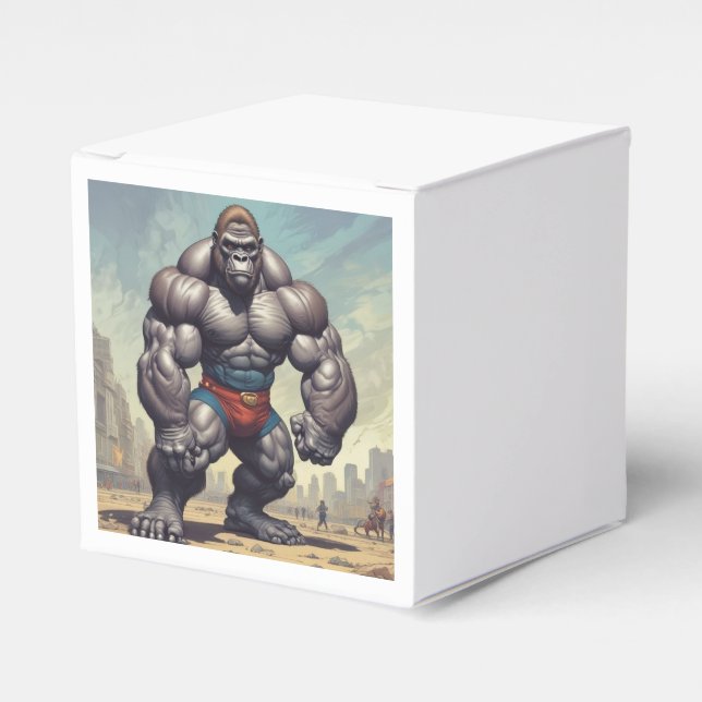 Gorilla Bodybuilder Pop Art Cartoon Drawing Favor Boxes (Front Side)