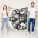 Gorilla Bodybuilder Pop Art Cartoon Drawing Fleece Blanket
