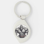 Gorilla Bodybuilder Pop Art Cartoon Drawing Keychain