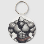 Gorilla Bodybuilder Pop Art Cartoon Drawing Keychain