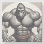 Gorilla Bodybuilder Pop Art Cartoon Drawing Stone Coaster