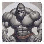 Gorilla Bodybuilder Pop Art Cartoon Drawing Trivet