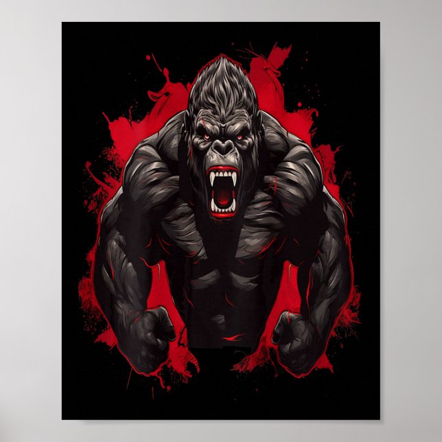Gorilla Bodybuilding Workout Backprint Gym  Poster (Front)