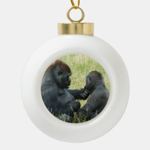 Gorilla Brother's Forever Ceramic Ball Christmas Ornament