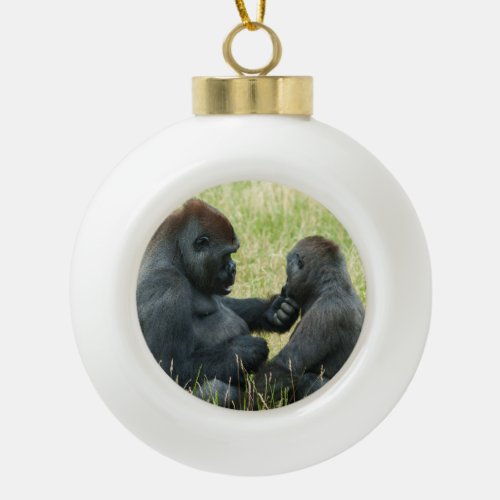 Gorilla Brothers Forever Ceramic Ball Christmas Ornament