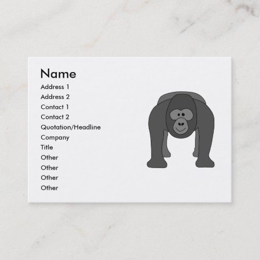 Customizable Gorilla Cartoon Business Cards