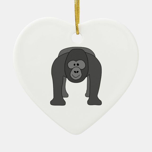Gorilla Cartoon Ceramic Ornament (Front)