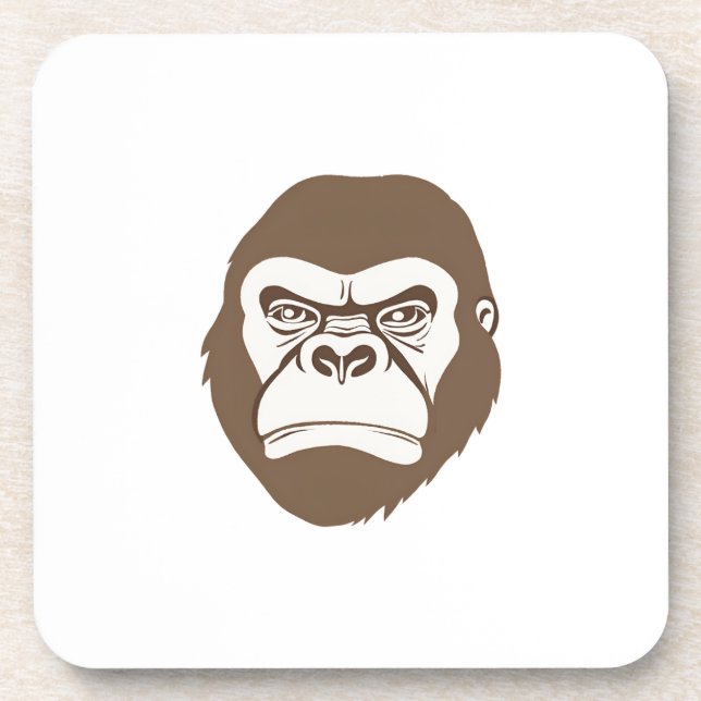 Gorilla Cartoon Drawing Beverage Coaster (Front)