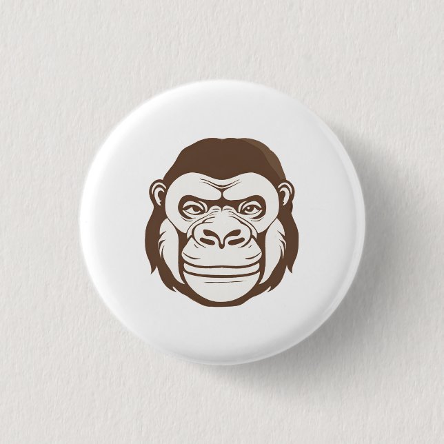 Gorilla Cartoon Drawing Button (Front)
