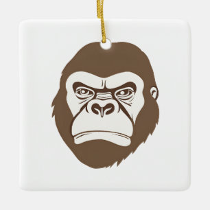 Gorilla Cartoon Drawing Ceramic Ornament
