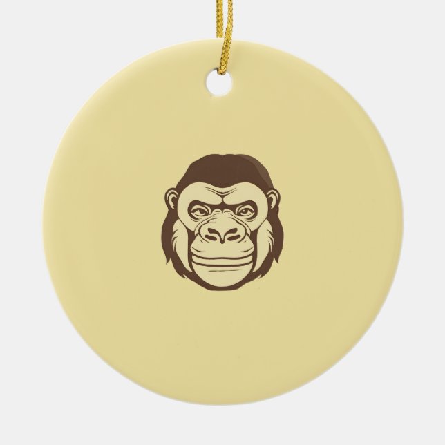 Gorilla Cartoon Drawing Ceramic Ornament (Front)