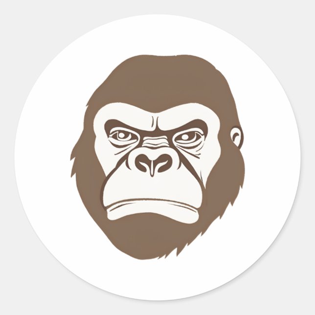 Gorilla Cartoon Drawing Classic Round Sticker (Front)