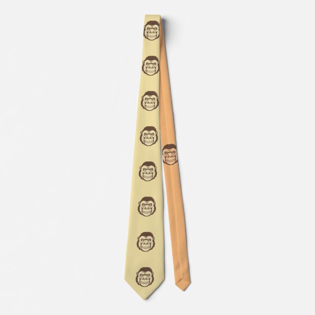 Gorilla Cartoon Drawing Neck Tie (Front)