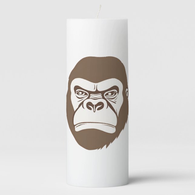 Gorilla Cartoon Drawing Pillar Candle (Front)