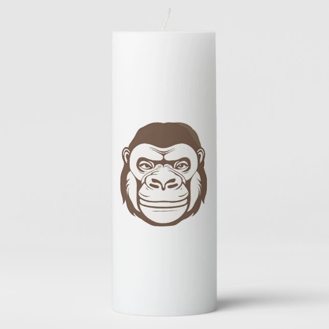 Gorilla Cartoon Drawing Pillar Candle (Front)