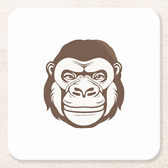 Gorilla Cartoon Drawing Square Paper Coaster (Front)