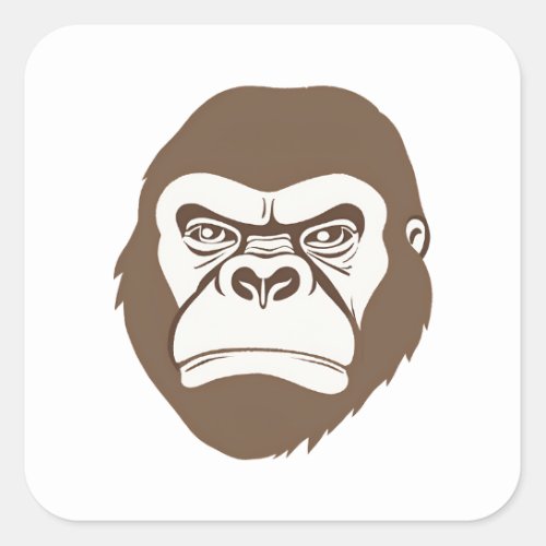 Gorilla Cartoon Drawing Square Sticker