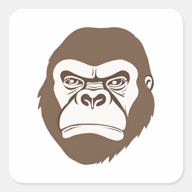 Gorilla Cartoon Drawing Square Sticker (Front)