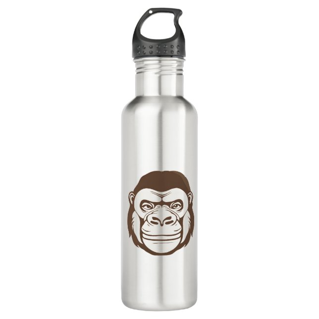 Gorilla Cartoon Drawing Stainless Steel Water Bottle (Front)