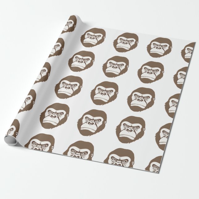 Gorilla Cartoon Drawing Wrapping Paper (Unrolled)
