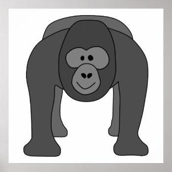 Gorilla Cartoon Poster by Animal_Art_By_Ali at Zazzle