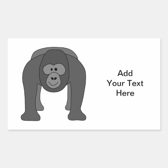 Gorilla Cartoon Rectangular Sticker (Front)
