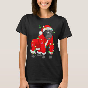Gorilla Christmas Lights Santa Costume Cute Animal T-Shirt