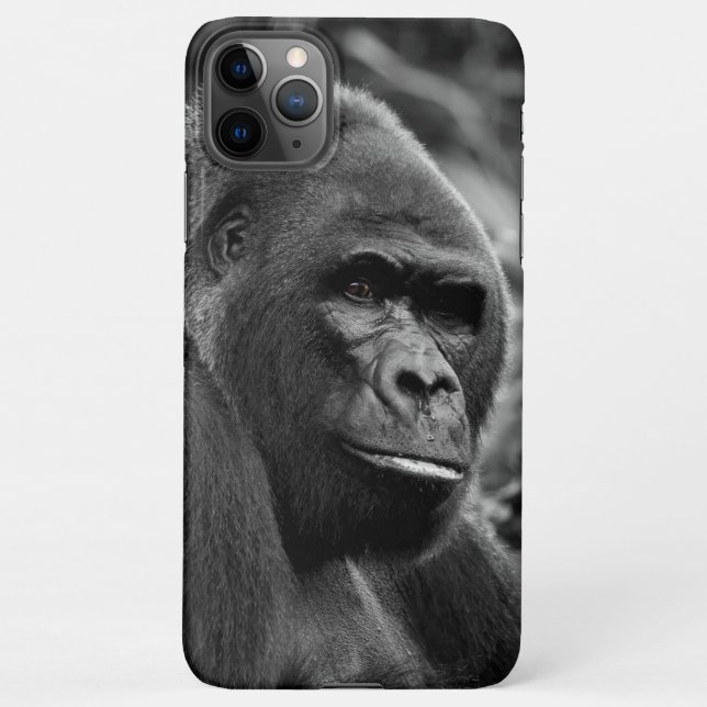 Gorilla Close Up Black And White Portrait iPhone Case (Back)