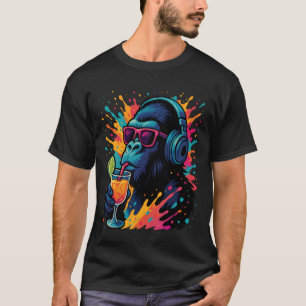 Gorilla Cool - Monkey Animal Tropical Cocktail Hea T-Shirt