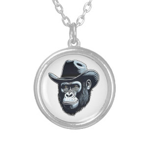 Gorilla Cowboy Silver Plated Necklace
